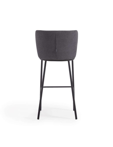 Taburete Ciselia 75 cm chenilla gris oscuro/acero negro  - Kave Home