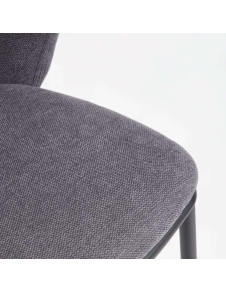 Taburete Ciselia 75 cm chenilla gris oscuro/acero negro  - Kave Home