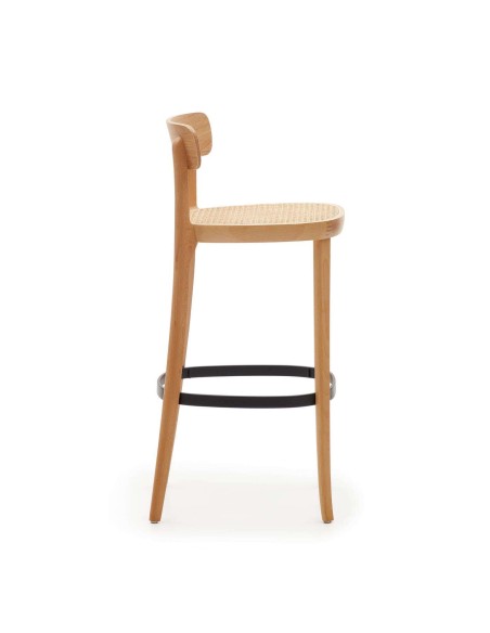 Taburete Romane 75 cm haya natural/fresno/ratán - Kave Home