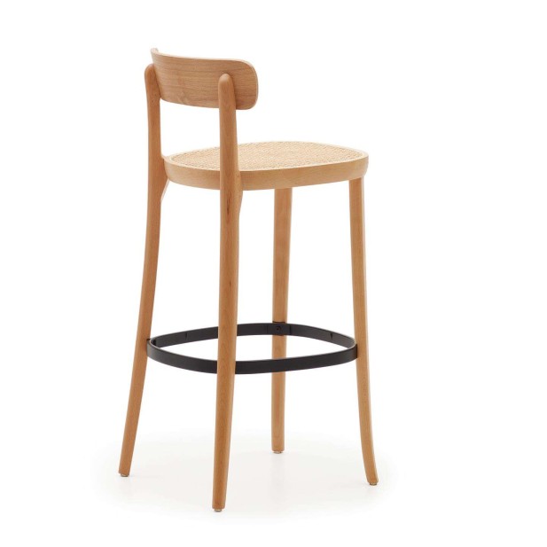 Taburete Romane 75 cm haya natural/fresno/ratán - Kave Home