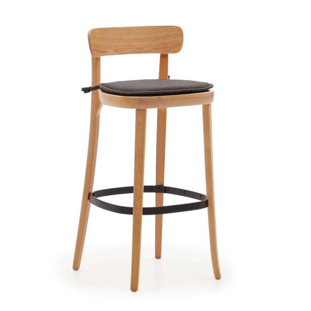 Taburete Romane 75 cm haya natural/fresno/ratán - Kave Home