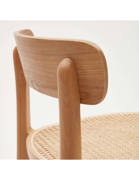 Taburete Romane 75 cm haya natural/fresno/ratán - Kave Home