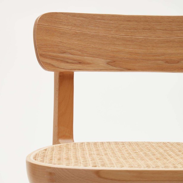 Taburete Romane 75 cm haya natural/fresno/ratán - Kave Home