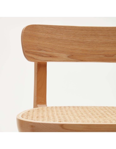 Taburete Romane 75 cm haya natural/fresno/ratán - Kave Home