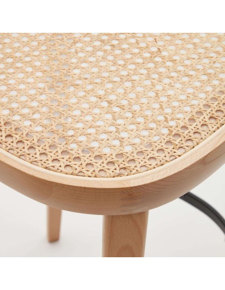 Taburete Romane 75 cm haya natural/fresno/ratán - Kave Home