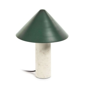 Lámpara de mesa Valentine de mármol blanco y metal acabado pintado verde - Kave Home. YG0971R19. Vackart, tu tienda de diseño