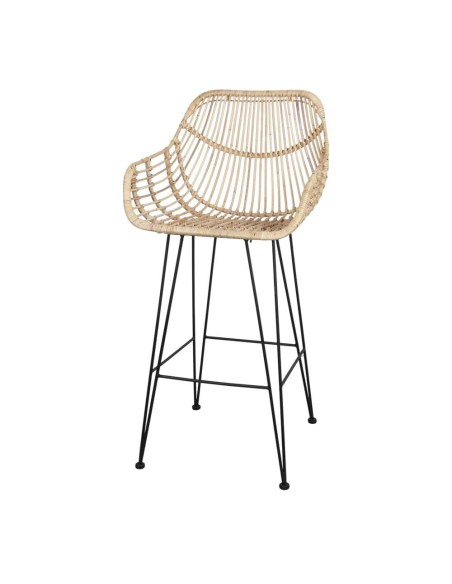 Taburete Alto ALVINIA MAXI 75 cm, Metal / Ratán Natural. Vackart