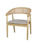 Silla con Brazos TIANA, Madera / Fibra Natural / Textil