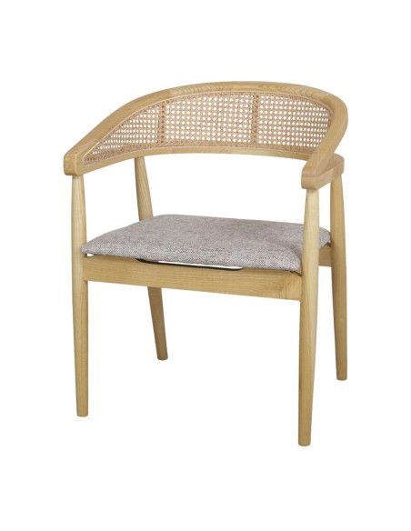 Silla con Brazos TIANA, Madera / Fibra Natural / Textil. Vackart