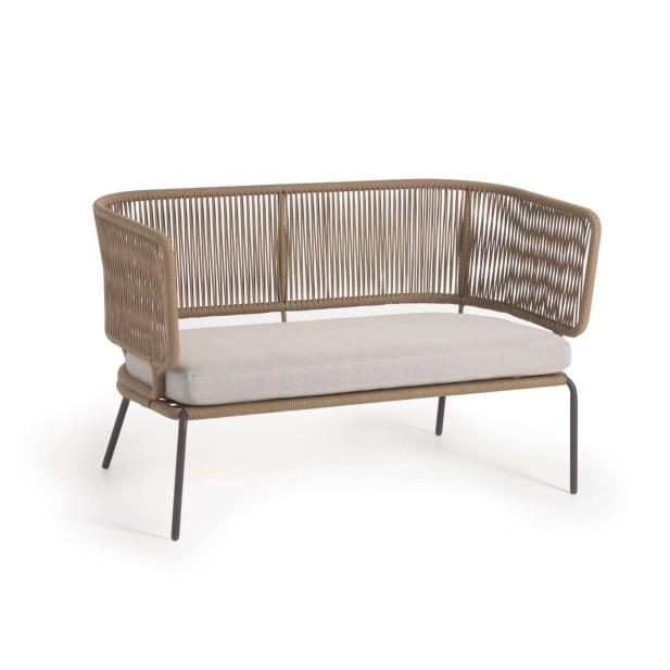 Sofá NADIN 2 plazas cuerda beige/acero galvanizado 135 cm - Kave Home