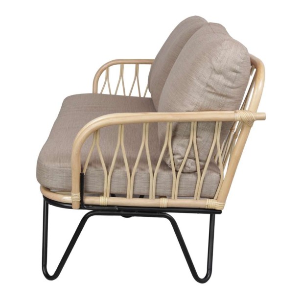 Sofá GARDAL, Ratán Natural / Metal / Textil. Vackart