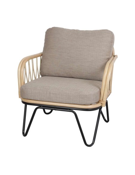 Sillón GARDAL, Ratán Natural / Metal / Textil. Vackart