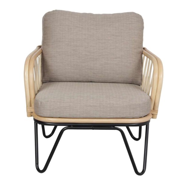 Sillón GARDAL, Ratán Natural / Metal / Textil. Vackart