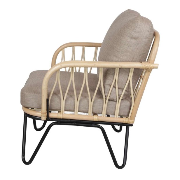 Sillón GARDAL, Ratán Natural / Metal / Textil. Vackart