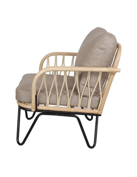 Sillón GARDAL, Ratán Natural / Metal / Textil. Vackart