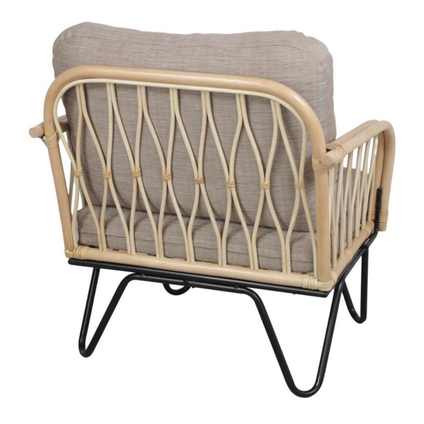 Sillón GARDAL, Ratán Natural / Metal / Textil. Vackart