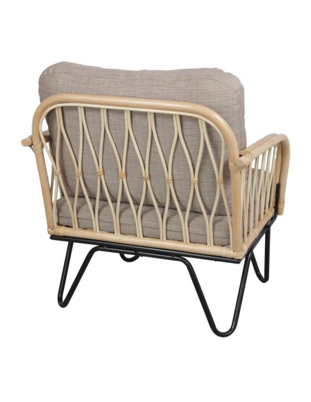 Sillón GARDAL, Ratán Natural / Metal / Textil. Vackart