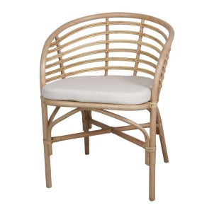Silla con Brazos CURACAO, Ratán Natural / Textil - Vackart. Las más exclusivas y modernas sillas de diseño nórdico, solo en Vackart, tu tienda diseño online.