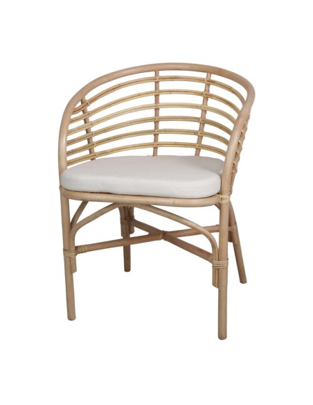 Silla con Brazos CURACAO, Ratán Natural / Textil. Vackart
