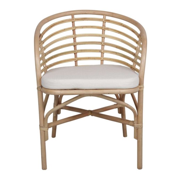 Silla con Brazos CURACAO, Ratán Natural / Textil. Vackart