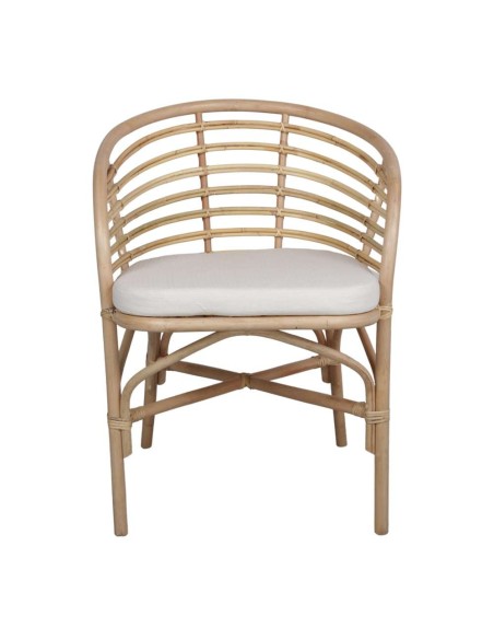 Silla con Brazos CURACAO, Ratán Natural / Textil. Vackart