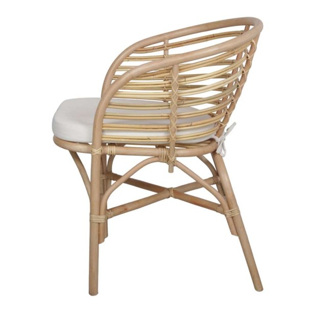 Silla con Brazos CURACAO, Ratán Natural / Textil. Vackart