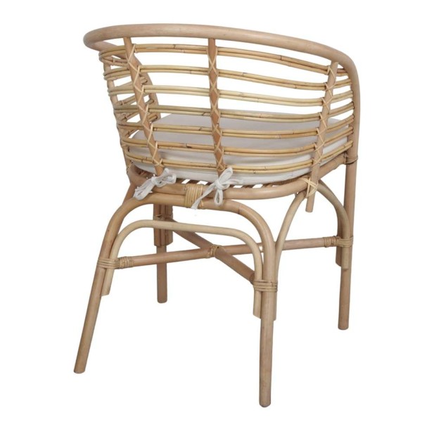 Silla con Brazos CURACAO, Ratán Natural / Textil. Vackart