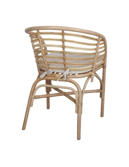 Silla con Brazos CURACAO, Ratán Natural / Textil. Vackart