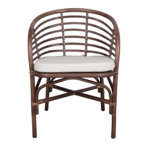 Silla con Brazos CURACAO, Ratán Natural Marrón / Textil. Vackart 2