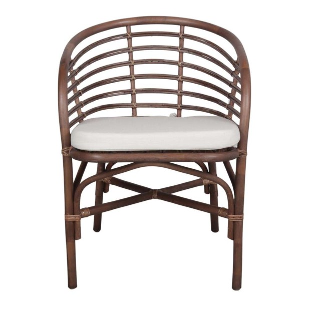 Silla con Brazos CURACAO, Ratán Natural Marrón / Textil. Vackart Silla con Brazos CURACAO, Ratán Natural Marrón / Textil. Vackart