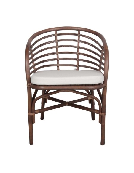 Silla con Brazos CURACAO, Ratán Natural Marrón / Textil. Vackart