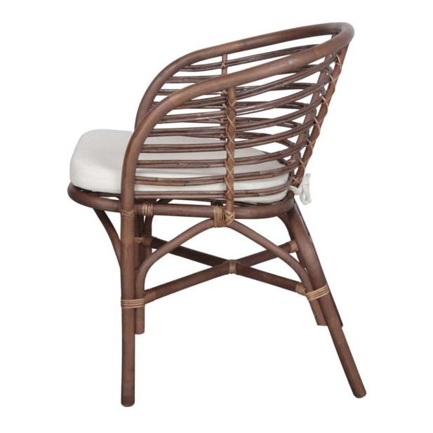 Silla con Brazos CURACAO, Ratán Natural Marrón / Textil. Vackart Silla con Brazos CURACAO, Ratán Natural Marrón / Textil. Vackart