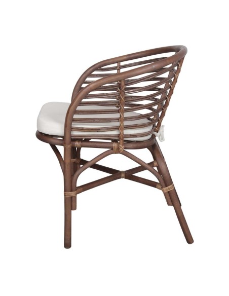 Silla con Brazos CURACAO, Ratán Natural Marrón / Textil. Vackart
