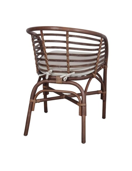 Silla con Brazos CURACAO, Ratán Natural Marrón / Textil. Vackart