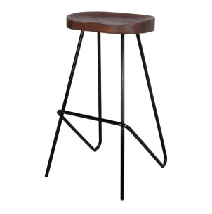 Taburete QUINCY NEGRO 78 cm Alto, Madera Tropical / Metal - Vackart. Los más exclusivos taburetes de diseño nórdico en Vackart, tu tienda diseño online.