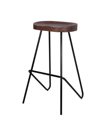 Taburete QUINCY NEGRO 78 cm Alto, Madera Tropical / Metal. Vackart
