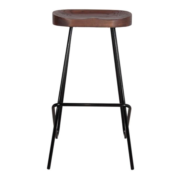 Taburete QUINCY NEGRO 78 cm Alto, Madera Tropical / Metal. Vackart