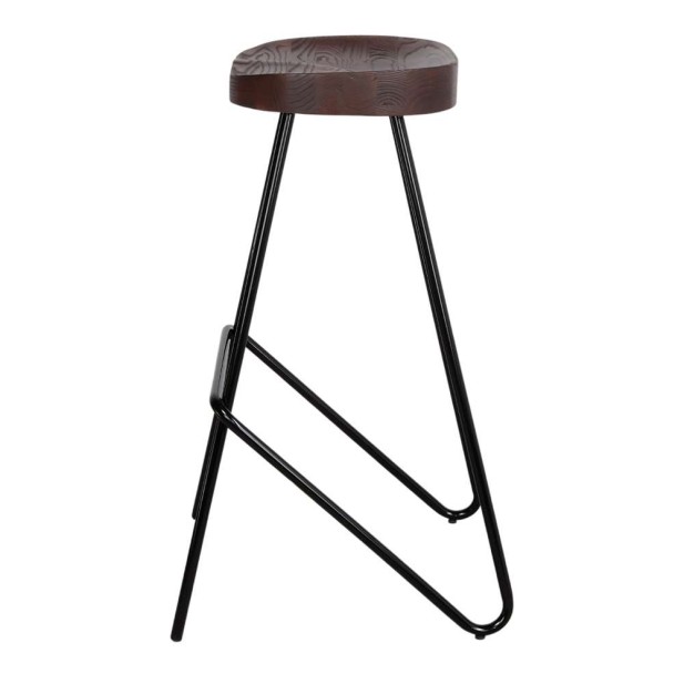 Taburete QUINCY NEGRO 78 cm Alto, Madera Tropical / Metal. Vackart