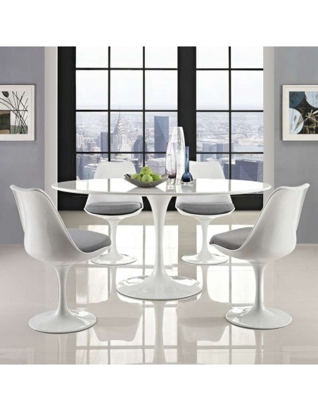 Mesa TULIP Ovalada 199x122, MDF blanca. Inspiración Eero Saarinen 