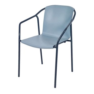 Silla Exterior MINNEAPOLIS, Metal Antracita / Plástico Azul Grisáceo - Vackart. Las más exclusivas y modernas sillas de diseño nórdico, solo en Vackart, tu tienda diseño.