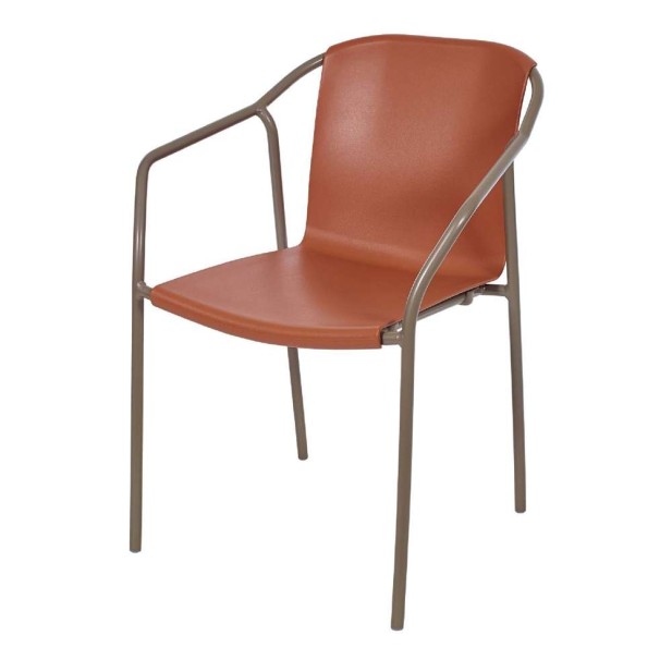 Silla Exterior MINNEAPOLIS, Metal Topo / Plástico Terracota. Vackart