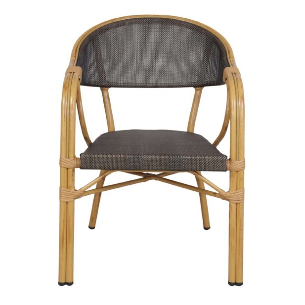 Silla Exterior SITIAL, Metal Natural / Textilene Gris. Vackart