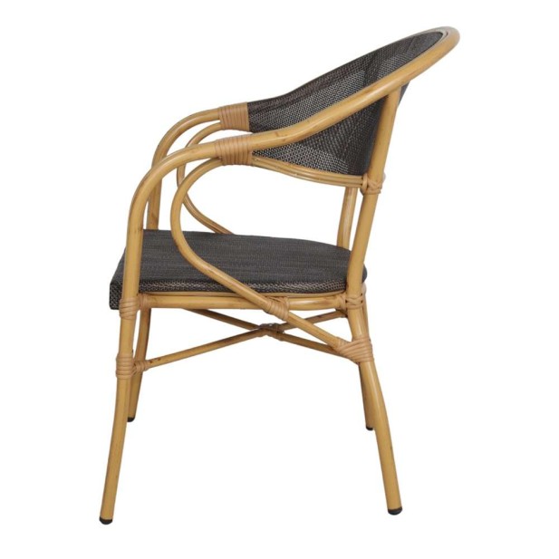 Silla Exterior SITIAL, Metal Natural / Textilene Gris. Vackart