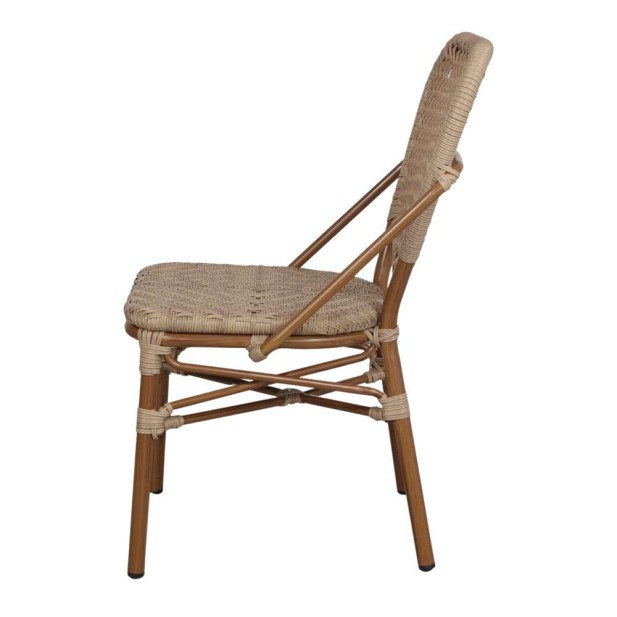 Silla Exterior LAUREN, Metal / Ratán Sintético / Natural. Vackart