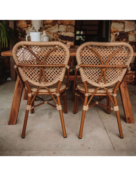 Silla Exterior LAUREN, Metal / Ratán Sintético / Natural. Vackart