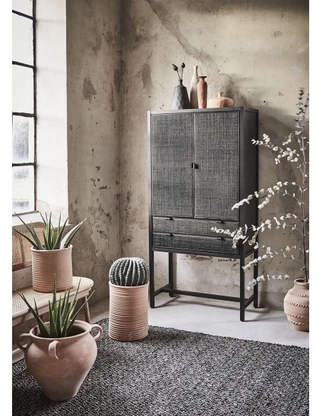 Aparador HARRY 85x170 cm, Madera / Ratán Negro - Affari. Vackart