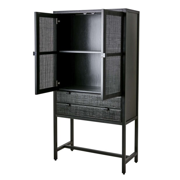 Aparador HARRY 85x170 cm, Madera / Ratán Negro - Affari. Vackart Aparador HARRY 85x170 cm, Madera / Ratán Negro - Affari. Vackart