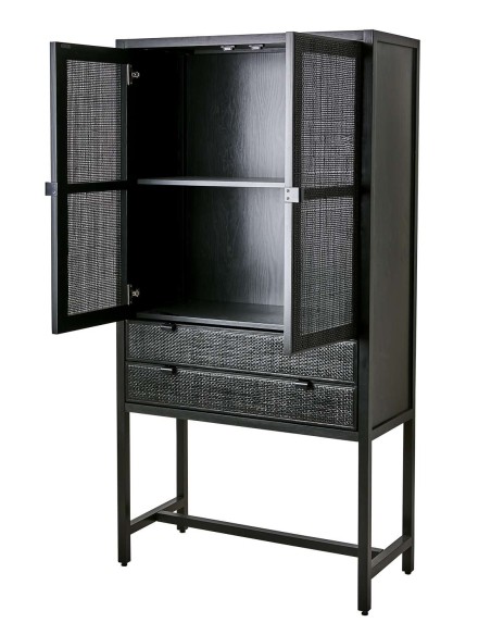 Aparador HARRY 85x170 cm, Madera / Ratán Negro - Affari. Vackart