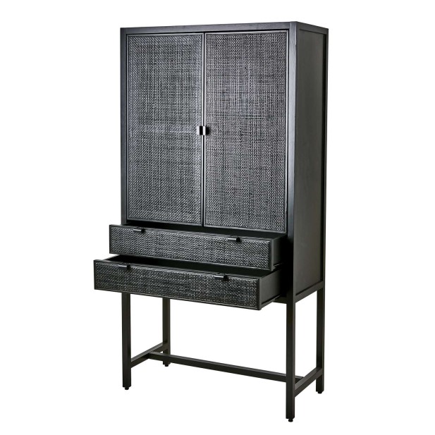 Aparador HARRY 85x170 cm, Madera / Ratán Negro - Affari. Vackart Aparador HARRY 85x170 cm, Madera / Ratán Negro - Affari. Vackart
