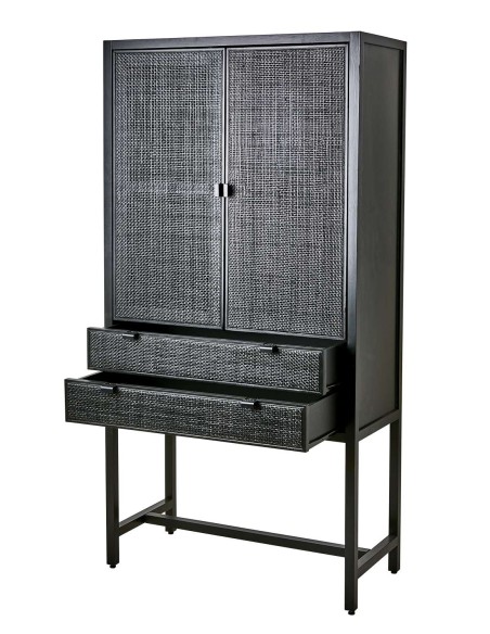 Aparador HARRY 85x170 cm, Madera / Ratán Negro - Affari. Vackart